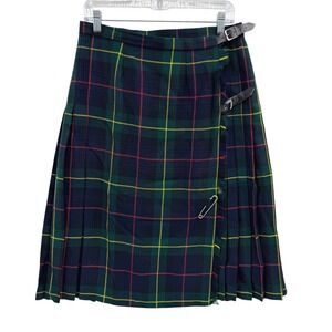 Meigle Authentic Scottish Skirt Plaid Pleated Midi Legnth 14 Pure New Wool